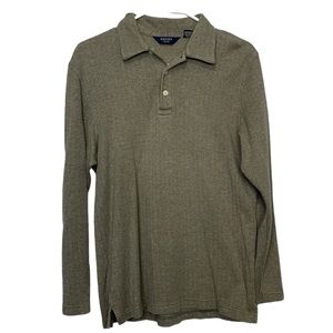 Brooks Sport Long Sleeve 100% cotton bottom up Olive Sweater size s